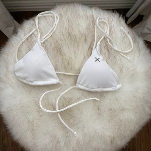 Boutine LA Venice White 3 Tie Ribbed Top